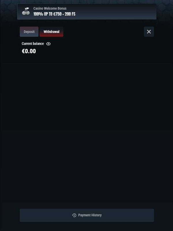Glorion withdrawal screen — choose payout method and amount